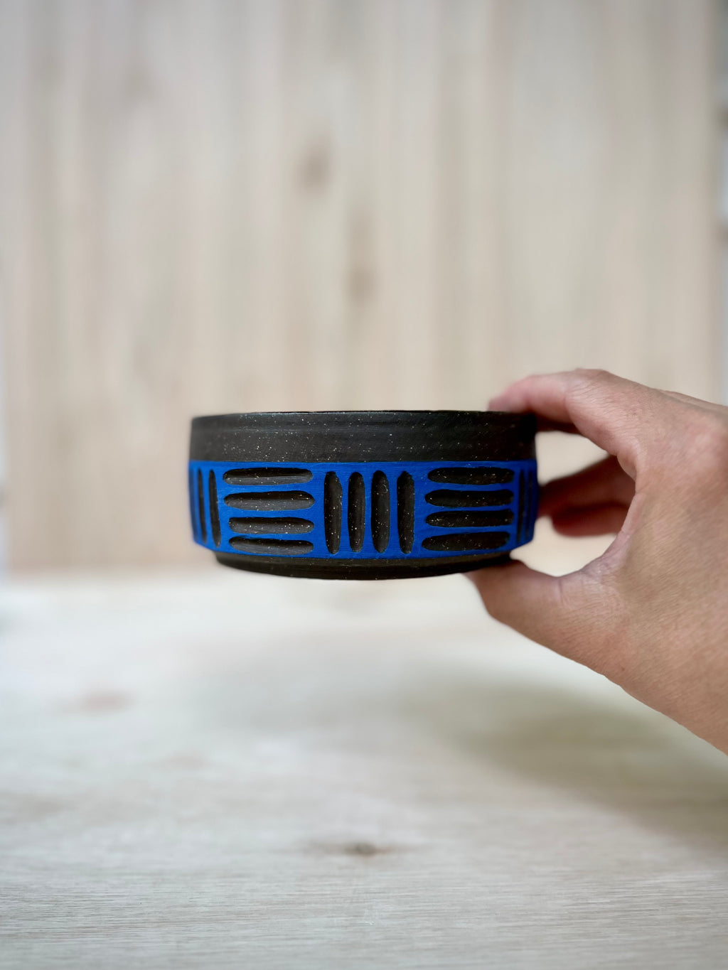 Cobalt Lines Grounding Bowl