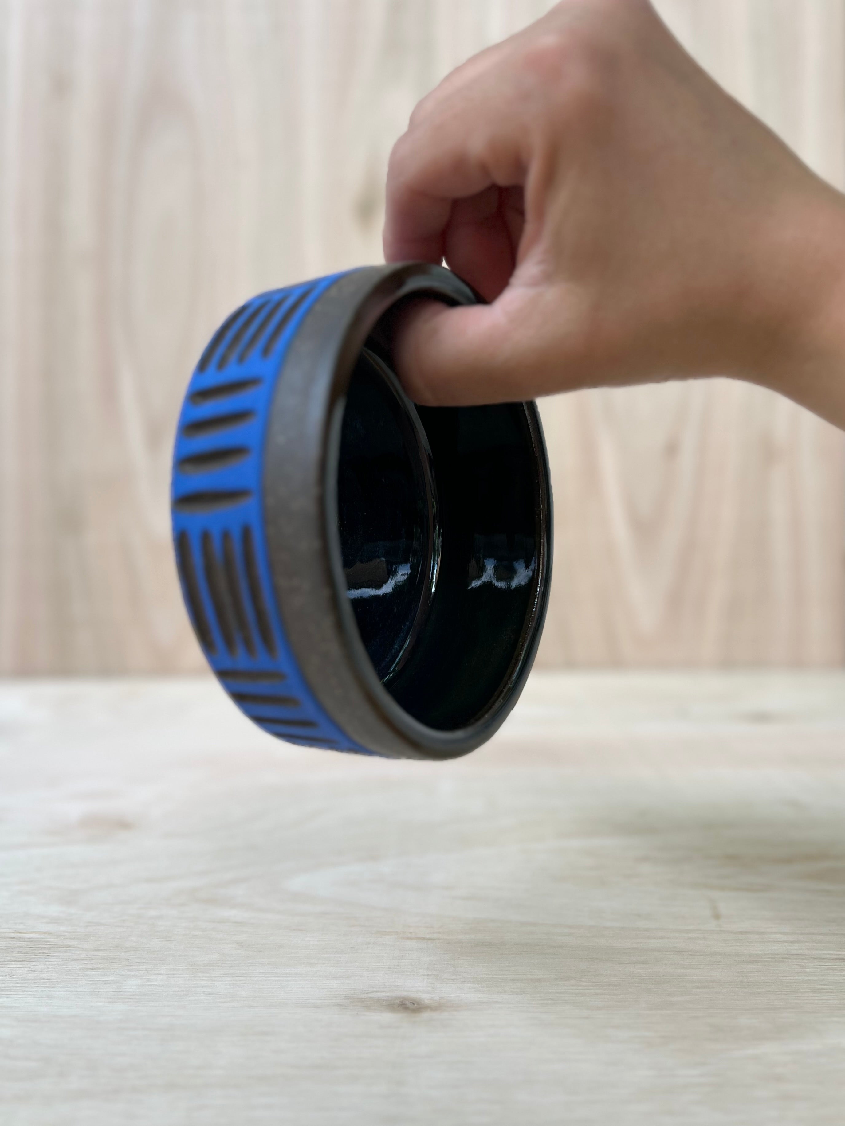 Cobalt Lines Grounding Bowl